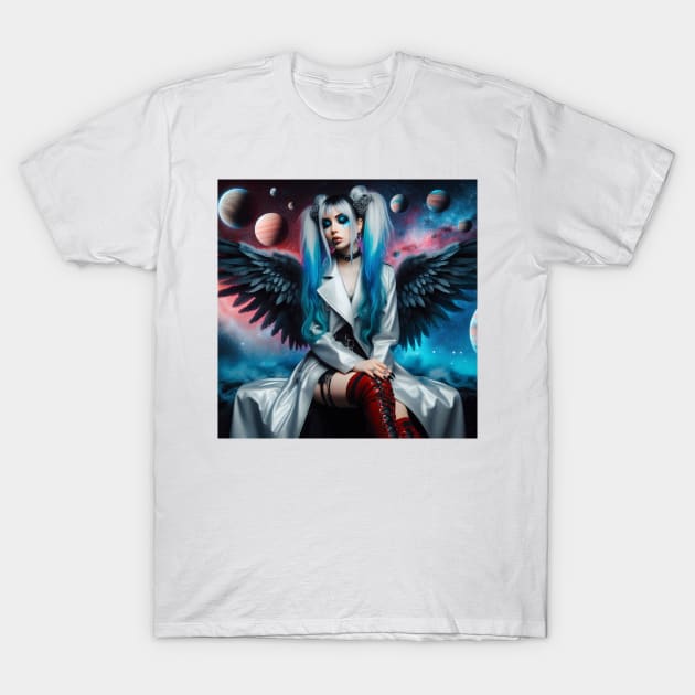 Goth Angel Girl T-Shirt by PlayfulPandaDesigns